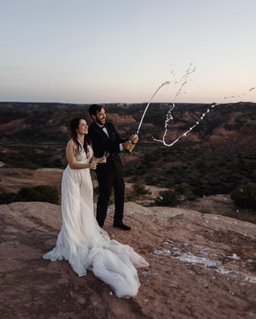 Couple eloping in Palo Duro Canyon in Texas.