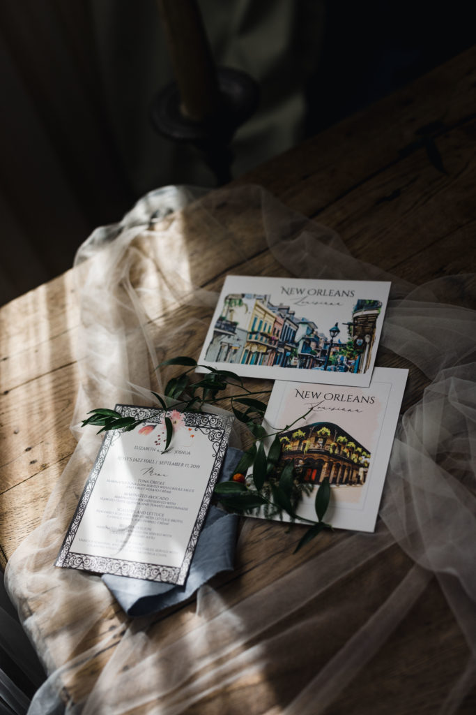 An invitation suite to a historical wedding venue.