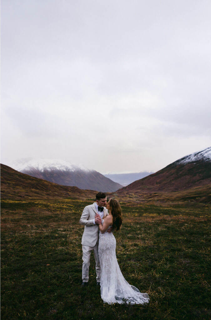 It's popular to have an alaska elopement in Hatcher's Pass like this couple.